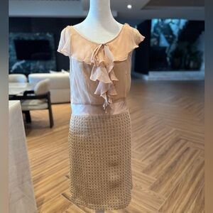 Milly of New York Blush and Beige Pencil Dress